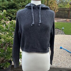 PINK Victoria's Secret Black and Gray Knit Hoodie